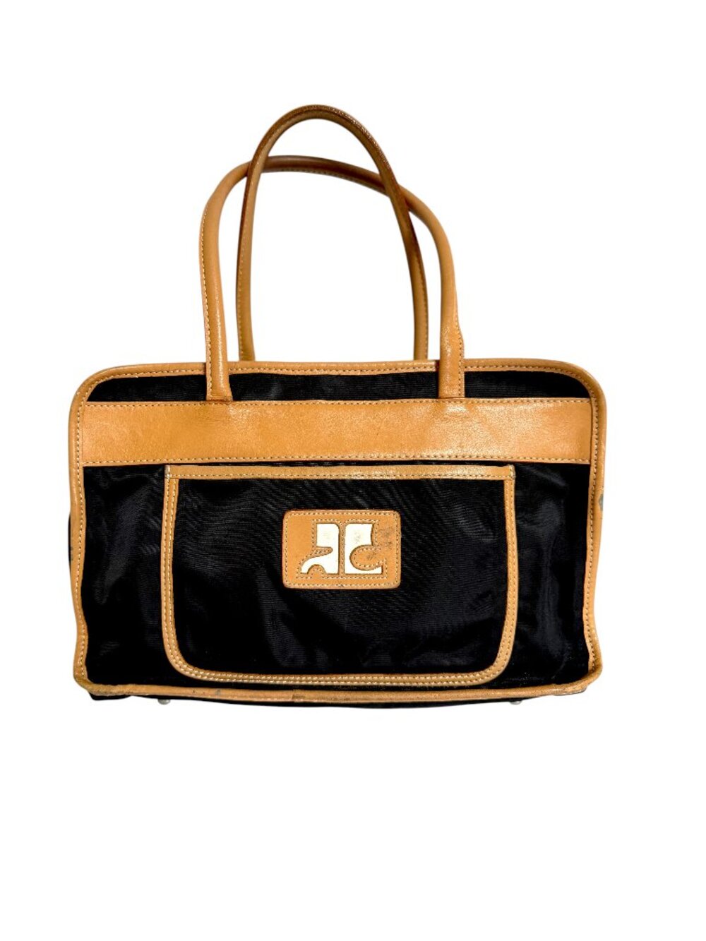 Courrèges Vintage Nylon & Leather Trim Top Handle Handbag
